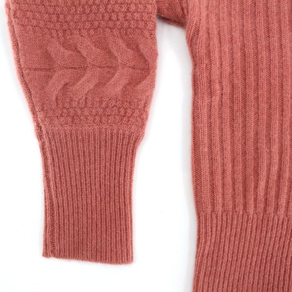 Magaschoni's Cashmere Sweater Crew neck Long Sleeve Pullover Mixed Knit Clay M - Picture 3 of 8